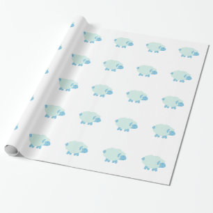 Papier Cadeau Agneau bleu mignon