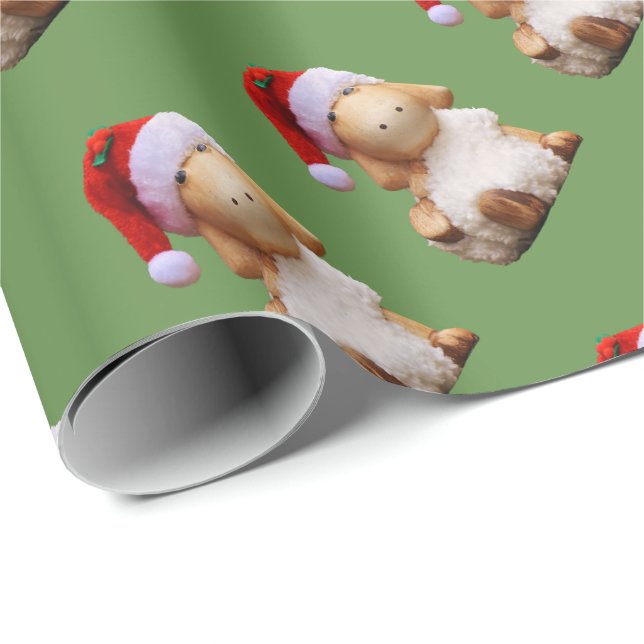 Papier Cadeau Agneau de Noël (Coin rond)