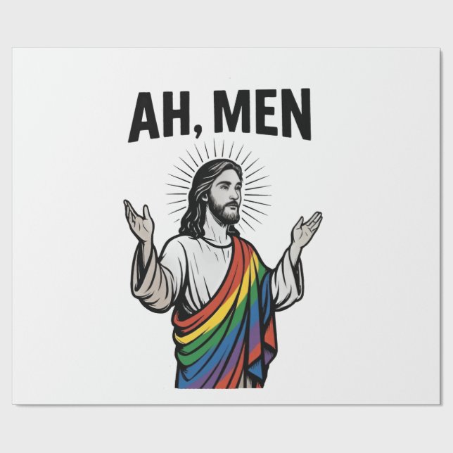 Papier Cadeau Ah Men Funny LGBT Gay pride Jesus Rainbow (Plat)