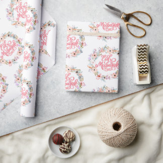 Papier Cadeau Aïd floral minimaliste Moubarak | Cadeau Aïd