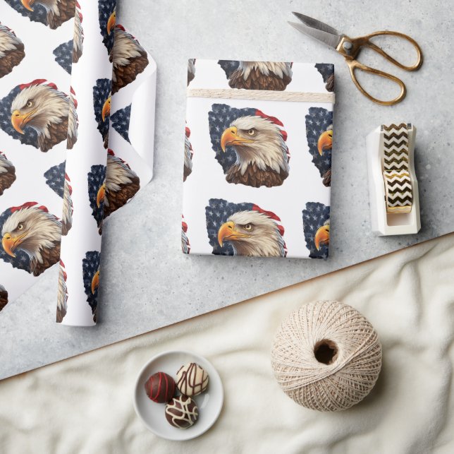 Papier Cadeau Aigle à drapeau américain (Artisanat)