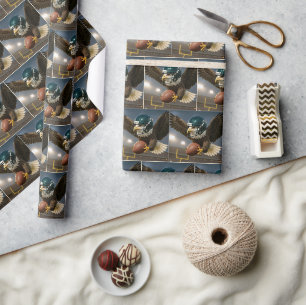 Papier Cadeau Aigle chauve volant avec un ballon de football dan