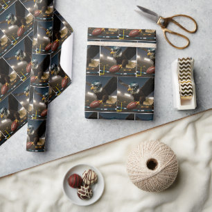 Papier Cadeau Aigle de Bald avec un football et un casque