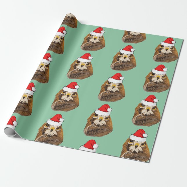 Papier Cadeau Aigle d'or portant un chapeau de Père Noël (Déroulé)