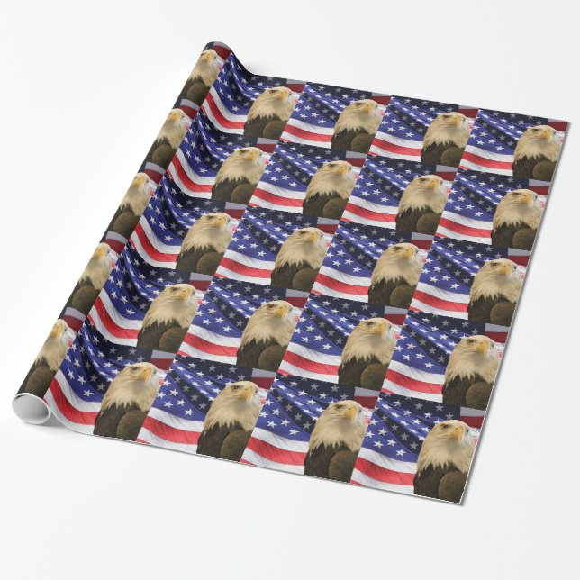 Papier Cadeau Aigle et drapeau américains (Déroulé)