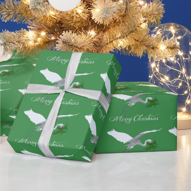 Papier Cadeau Aigrette - oiseau (Vacances)