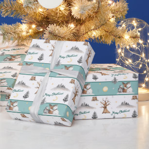 Papier Cadeau Aiguille adorable Animal Friends Joyeux Noël