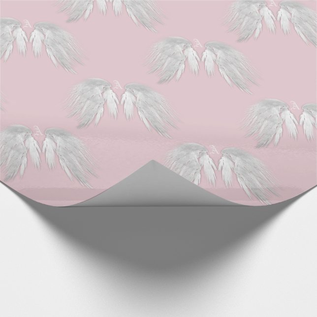 Papier Cadeau AILES ANGEL Monogramme rose (Coin)