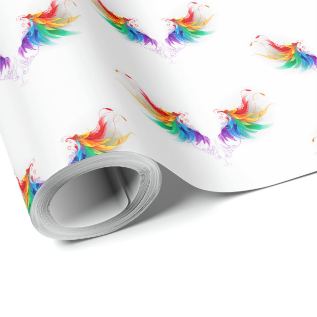 Papier Cadeau Ailes fluffy arc-en-ciel (Coin rond)
