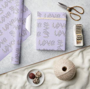 Papier Cadeau Aime les fleurs d'amandier sur lavande