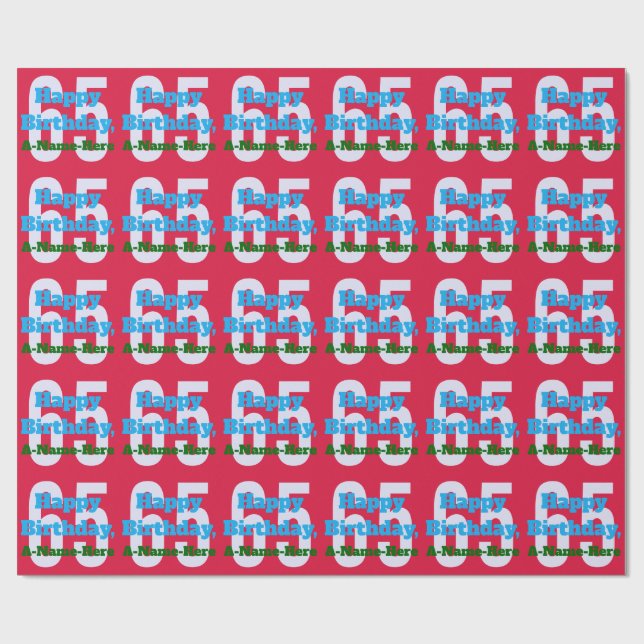 Papier Cadeau Aimer 65e Anniversaire Papier d'enveloppement (Plat)