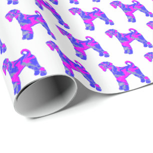 Papier Cadeau Airedale Terrier Chien Silhouette P&B cadeau blanc