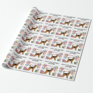 Papier Cadeau Airedale Terrier Colorful Pastel Joyeux Anniversai