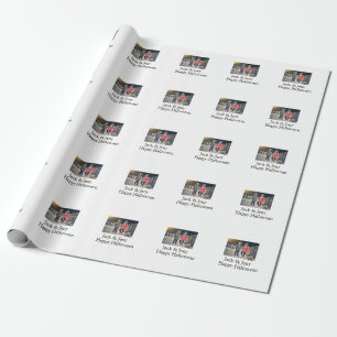 Papier Cadeau ajouter nom photo texte Halloween enfant fille gar