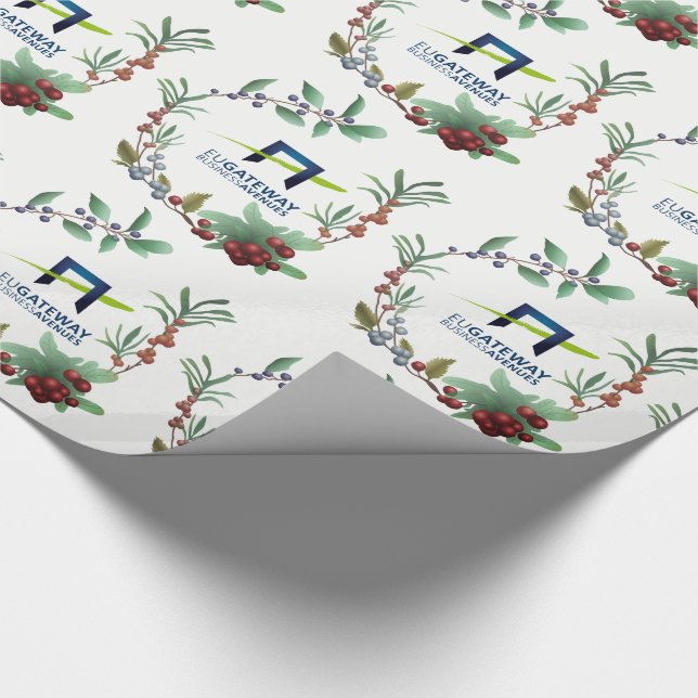Papier Cadeau Ajouter Votre Entreprise Logo Wreaths Holiday (Coin)