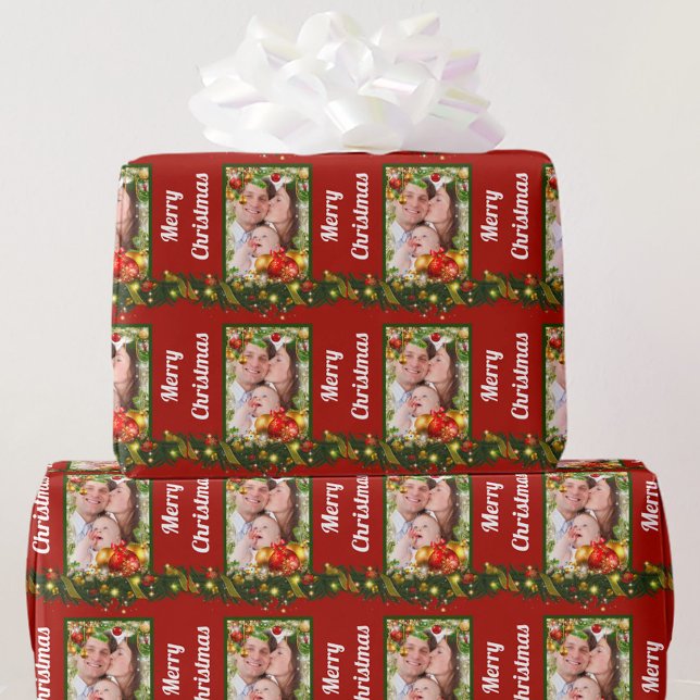 Papier Cadeau Ajouter votre Noël PHOTO (Créateur téléchargé)