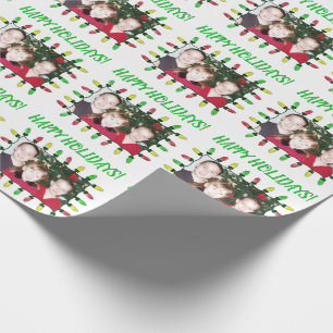 Papier Cadeau Ajoutez bonnes fêtes vos lumières de Noël de photo