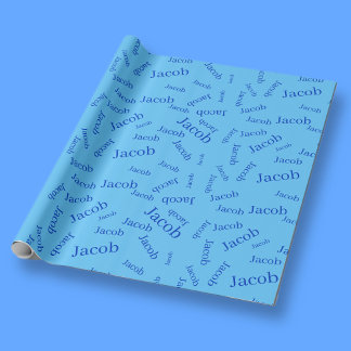 Papier Cadeau Ajoutez n'importe quel nom ou mot | Bleu et bleu c