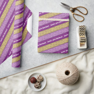 Papier Cadeau Ajoutez Votre Âge Joyeux Anniversaire Celtique Gri