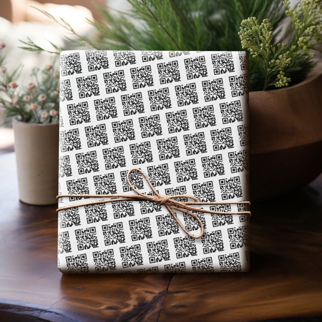 Papier Cadeau Ajoutez votre code QR ou logo - Minimaliste d'entr (Custom Wrapping Paper with Your QR Code or Logo - Add Your Logo for a fun personalized gift paper!)
