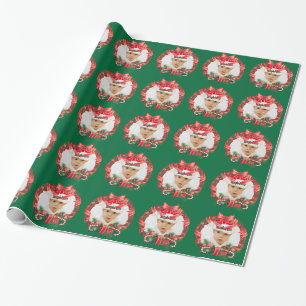 Papier Cadeau AJOUTEZ VOTRE PHOTO dans cette couronne de Noël