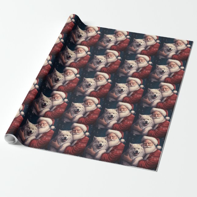 Papier Cadeau Akita avec Noël du Père Noël (Déroulé)