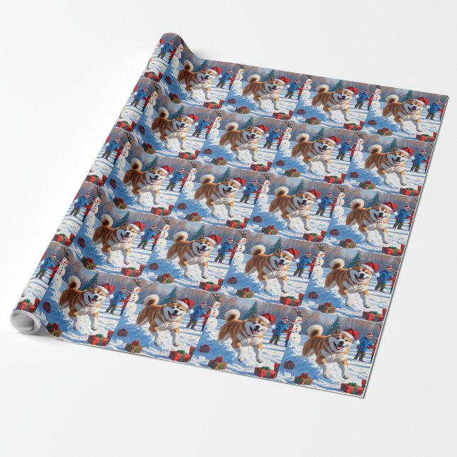 Papier Cadeau Akita Christmas Festival scène de neige (Déroulé)