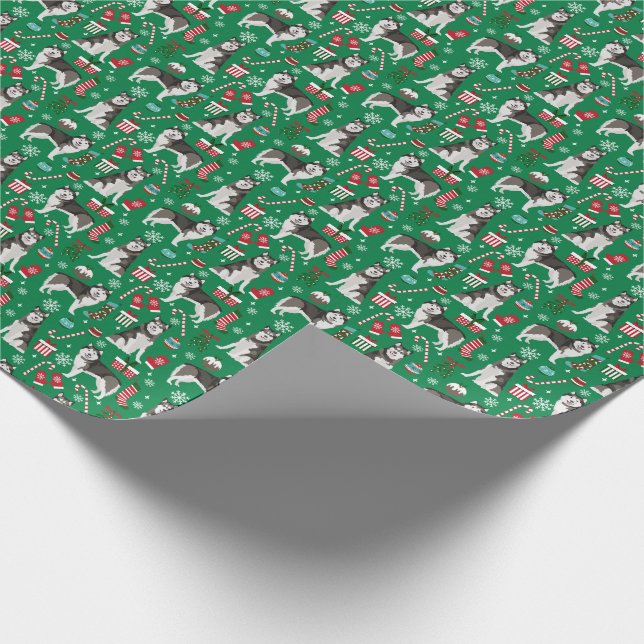 Papier Cadeau Alaskien Malamute Christmas Dog Enveloppe cadeau (Coin)