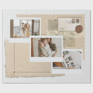 Papier Cadeau Album photo collage simple moderne blanc vintage