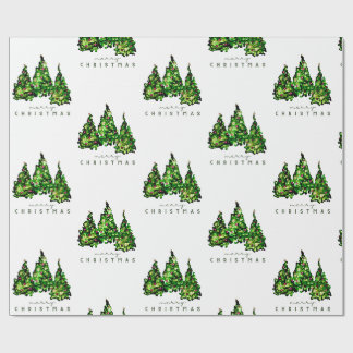 Papier Cadeau Alcohol Ink Design Christmas Tree Gift Wrap