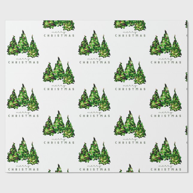 Papier Cadeau Alcohol Ink Design Christmas Tree Gift Wrap (Plat)