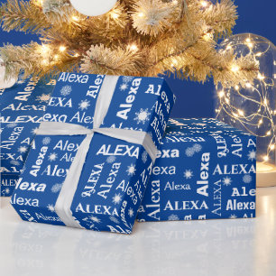 Papier Cadeau Alexa Nom Personnalisé Avec Snowflakes