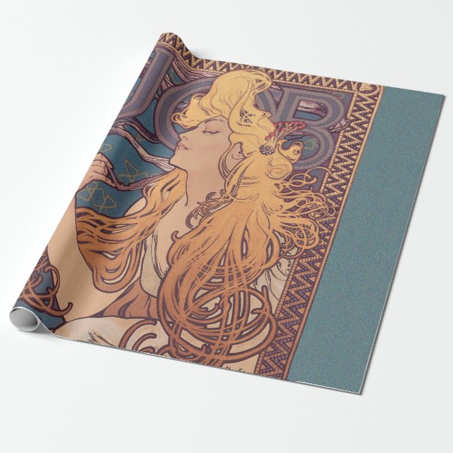 Papier Cadeau Alfonse Mucha Job Art Nouveau femme (Déroulé)