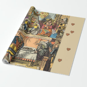 Papier Cadeau Alice à Wonderland Cheshire Cat Characters
