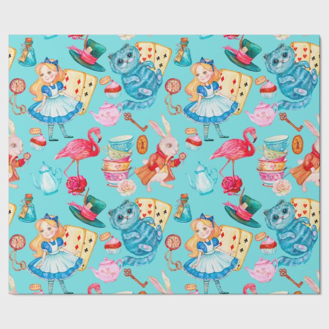 Papier Cadeau Alice au pays des merveilles Aquarelle (Couture)
