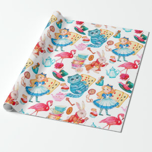 Papier Cadeau Alice au pays des merveilles Aquarelle