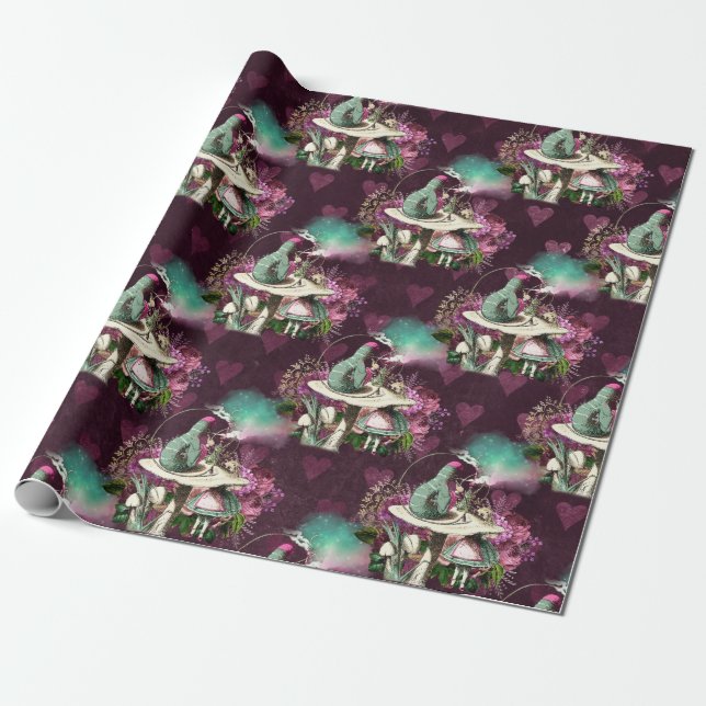Papier Cadeau Alice au pays des merveilles Caterpillar Purple (Déroulé)