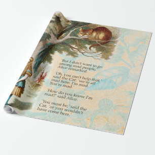 Papier Cadeau Alice au pays des merveilles Cheshire Cat Mad