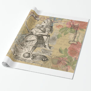 Papier Cadeau Alice au pays des merveilles Flamant rose classiqu