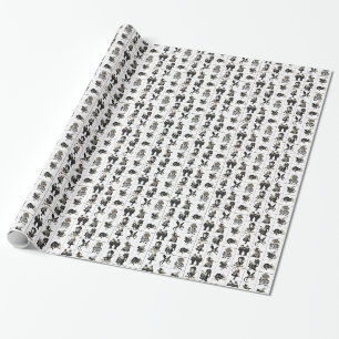 Papier Cadeau Alice au pays des merveilles Noir/Or sur table bla