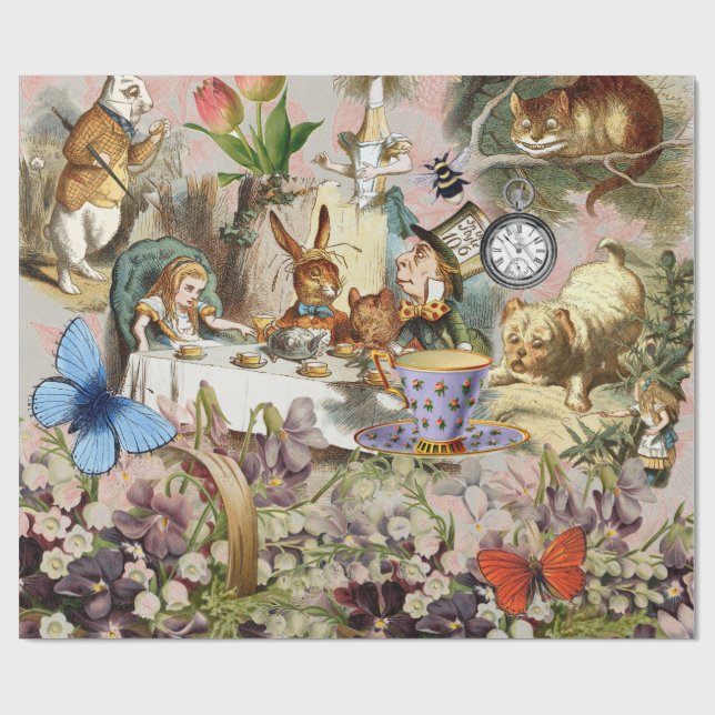 Papier Cadeau Alice au pays des merveilles Tea Party Art (Plat)