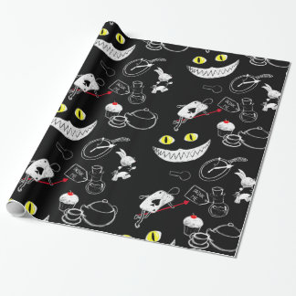 Papier Cadeau Alice dans le motif du pays des merveilles