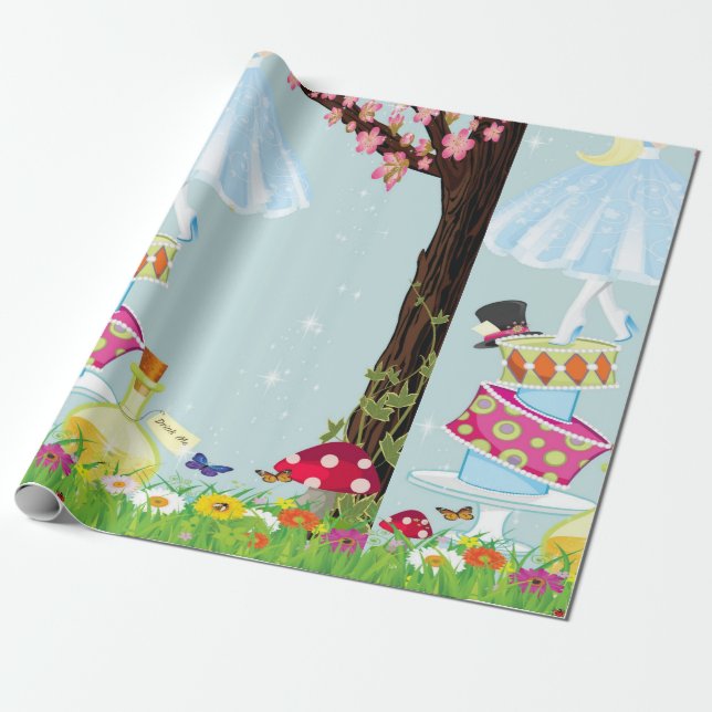 Papier Cadeau Alice dans l'enveloppe de cadeau du pays des (Déroulé)