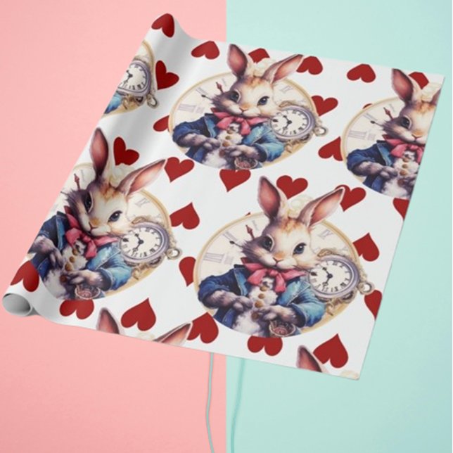 Papier Cadeau Alice In Wonderland Rabbit and Hearts (Celebrate with Wonderland Magic)