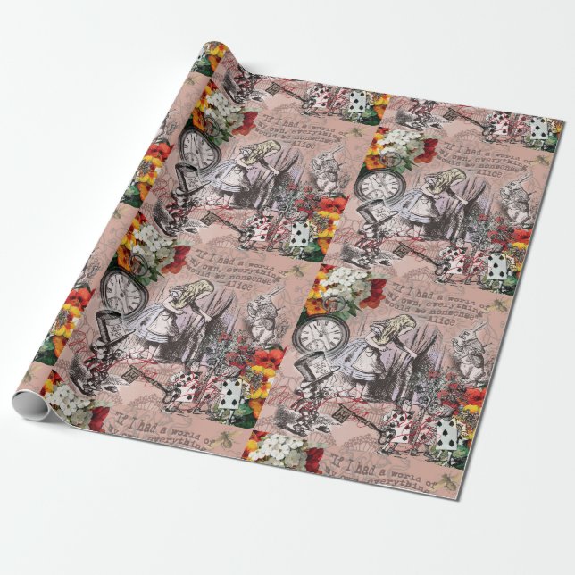 Papier Cadeau Alice rideau absurde merveilleuse (Déroulé)