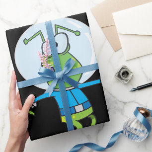 Papier Cadeau Alien drôle avec Ray Gun Sci-Fi Space Invader