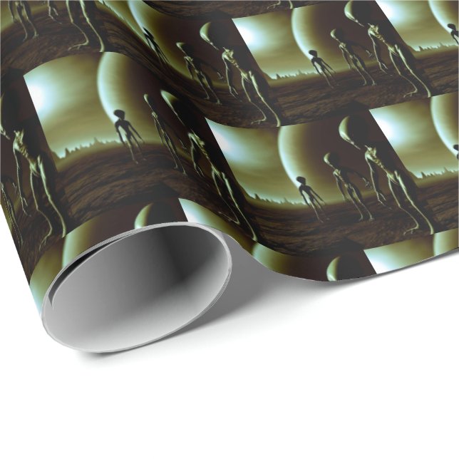 Papier Cadeau ALIENS gris SF 1 (Coin rond)
