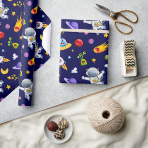 Papier Cadeau Aliens spatiaux astronautes enveloppant du papier