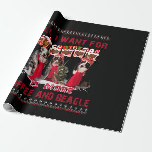 Papier Cadeau All I Want Beagle And Coffee