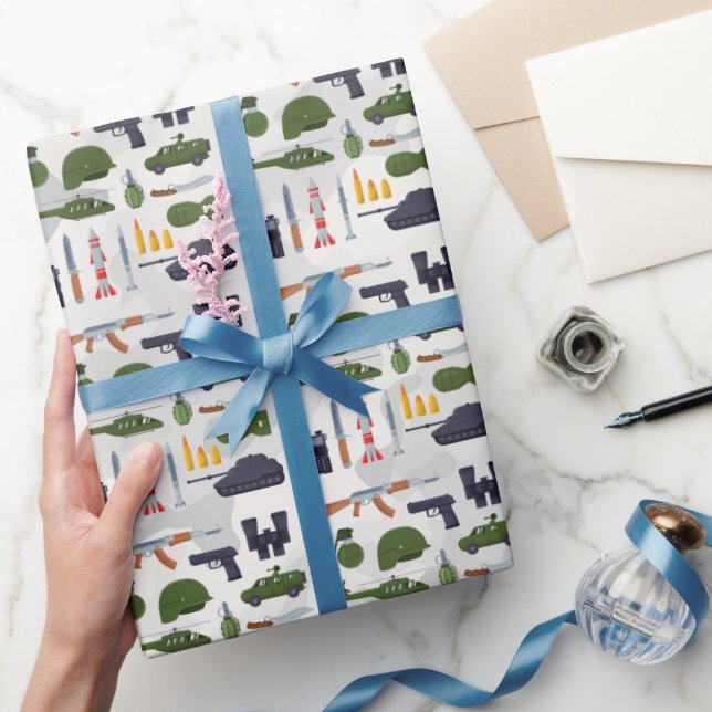 Papier Cadeau All-Over Military Gear Wrapping Paper (Cadeaux)